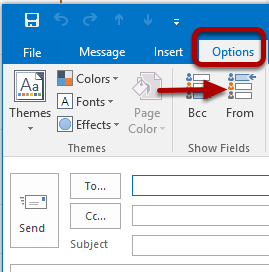 Options menu in the classic Outlook Desktop app 