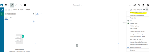 Cognos report open report from clipboard