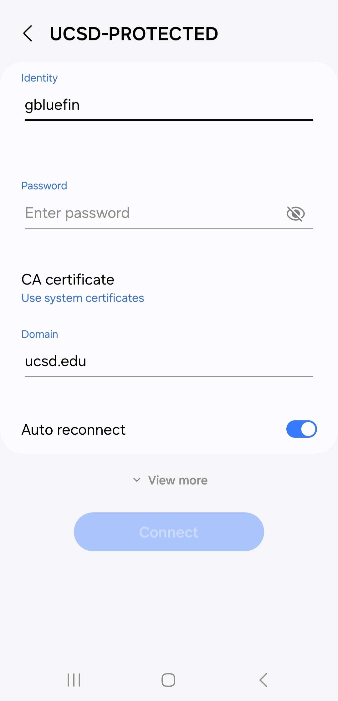 screenshot of configuration settings