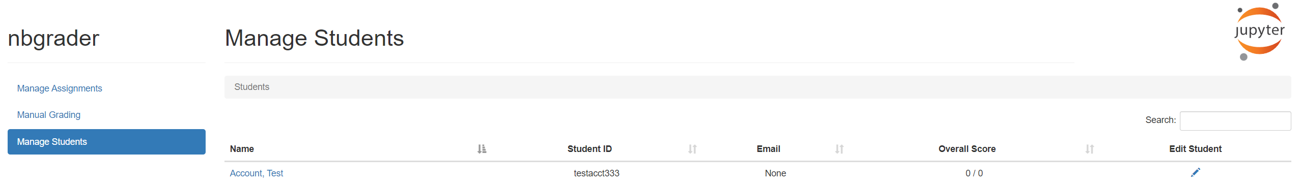 nbgrader manage students section 
