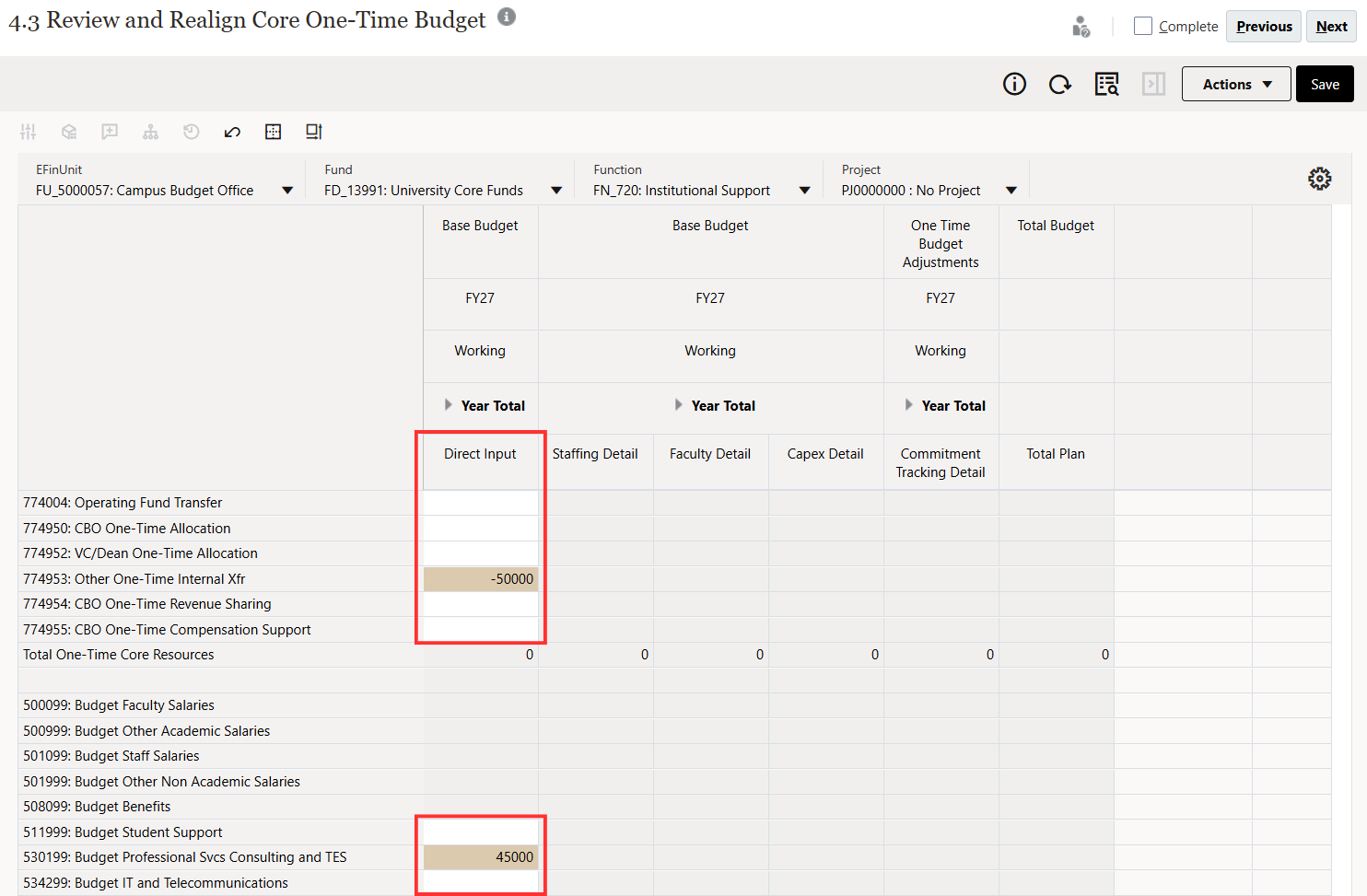 Screenshot of the editable fields of Task 4.3