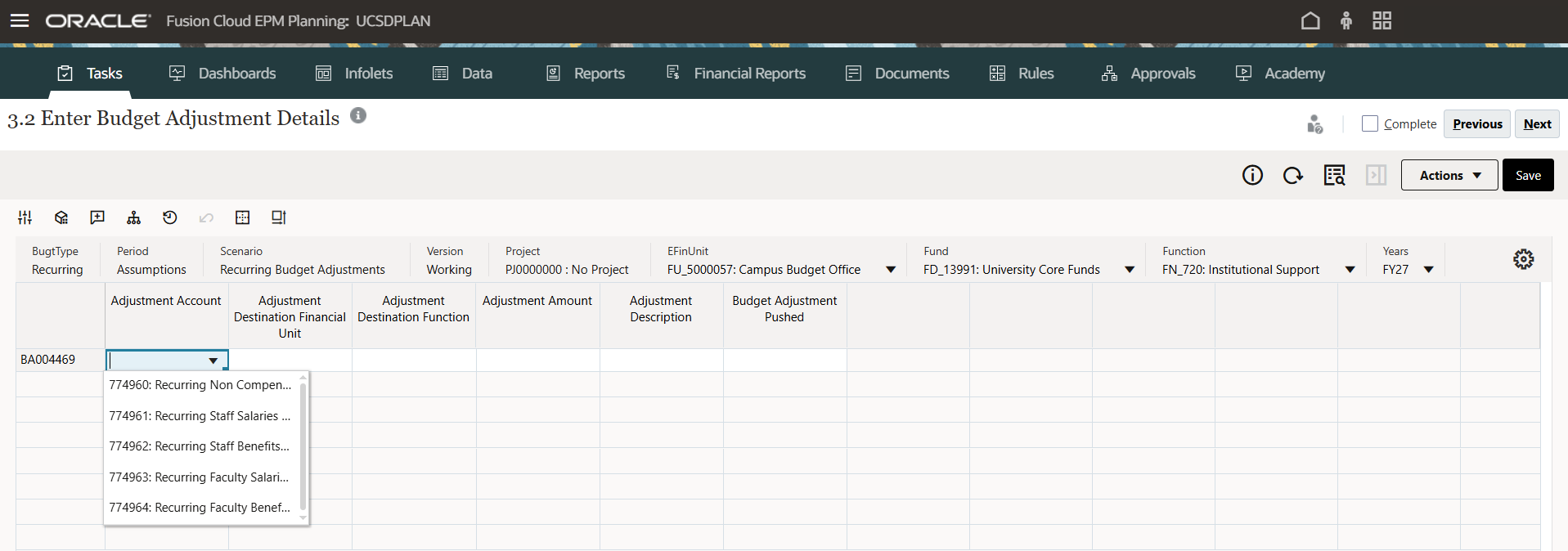Adjustment Account