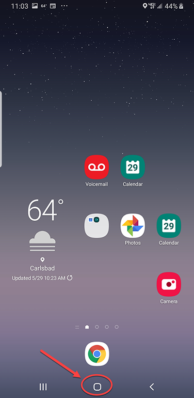 Android screenshot - Click on the circular home button