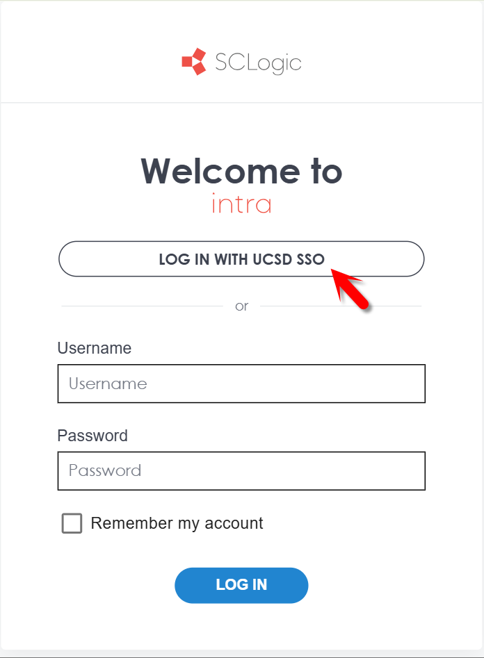 Logistics Sign-on Page Selecting Log in with UCSD SSO
