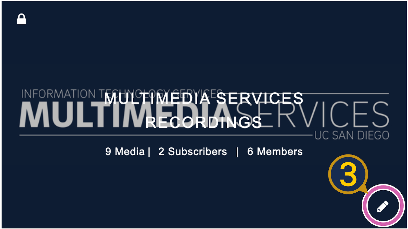 A screenshot of a channel thumbnail with the pencil icon in the lower right corner circled.