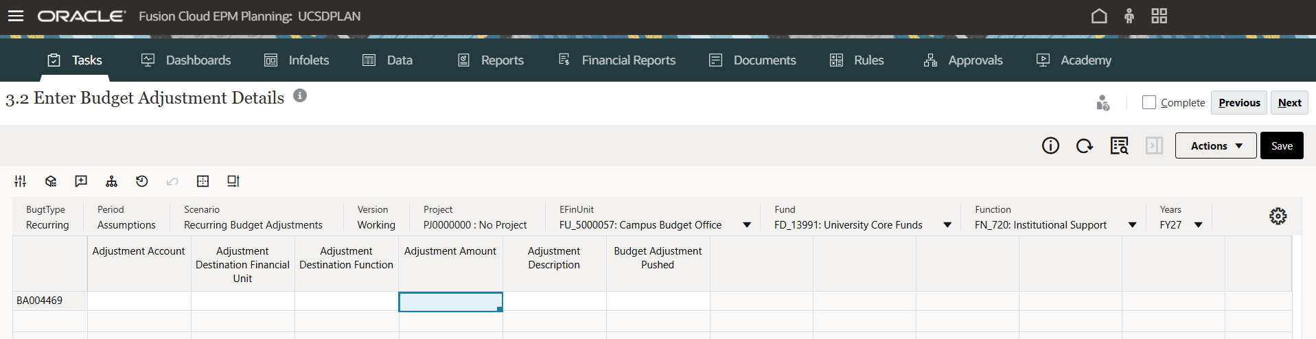 Adjustment Amount