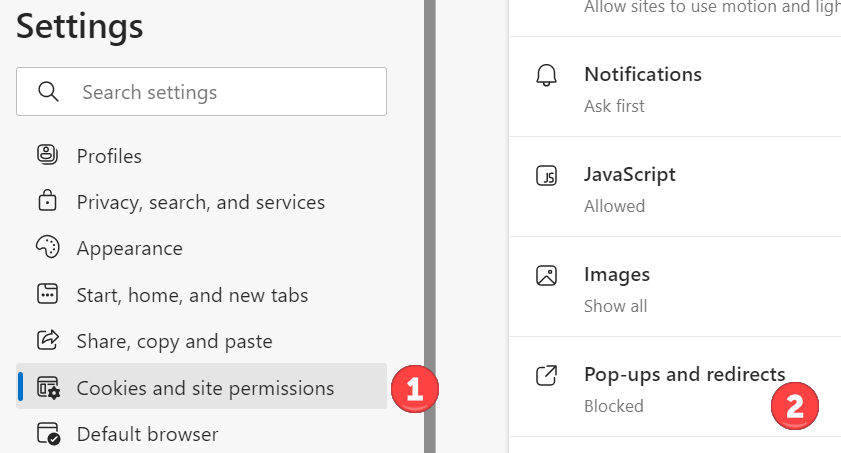 Screenshot of the Settings window