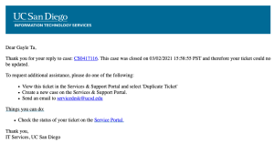 An example of the email a contact receives when they try to comment on a closed case