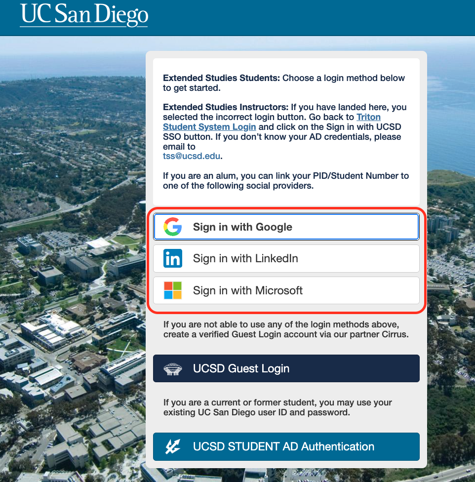 Social log in methods with Google, LinkedIn, and Microsoft options highlighted