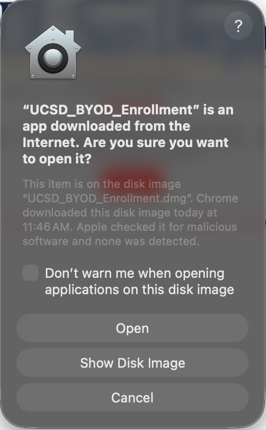 Screenshot of pop-up warning for downloading the Secure W2 application from the interent