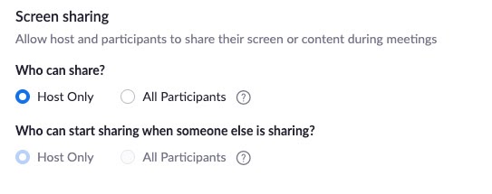 Screenshot: Only Host option in settings