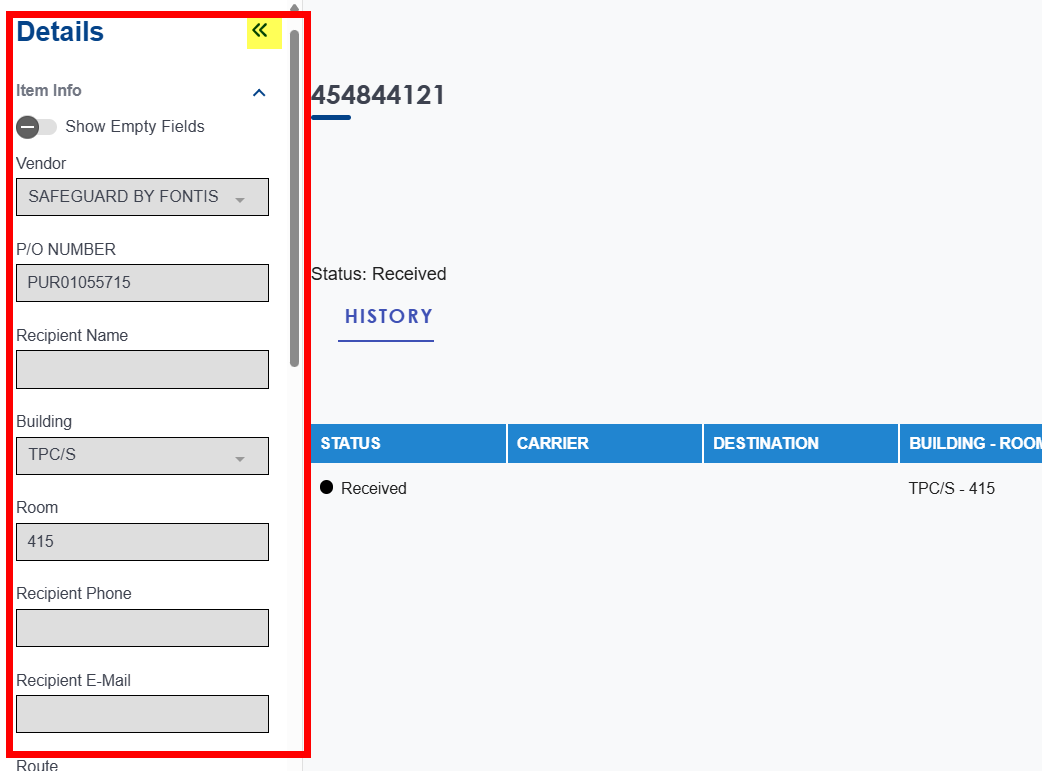 Details Section Package search results - details section