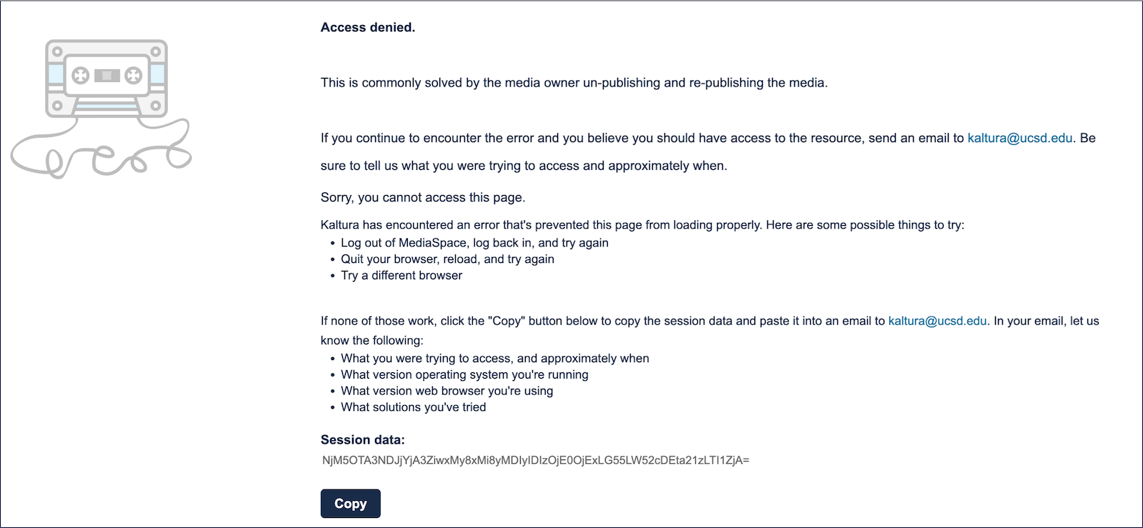 A screenshot of the access denied error message.