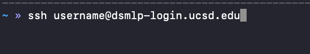 Screenshot: Example ssh command 
