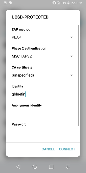 screenshot of configuration settings