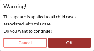Warning popup window in case form view