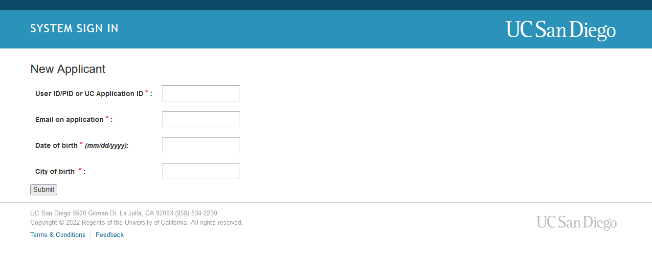 System Sign In Landing Page Screenshot: input personal information to create account