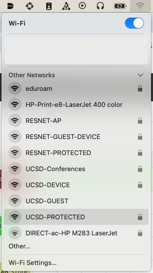 Screenshot: Wi-Fi connection settings in MacOS Screenshot: Wi-Fi connection settings in MacOS