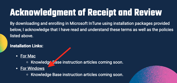 Windows Installer Link Screenshot of Blink page with a red page pointing to the Windows Installation link