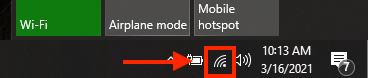 Screenshot: Windows Network Icon bottom right of the screen