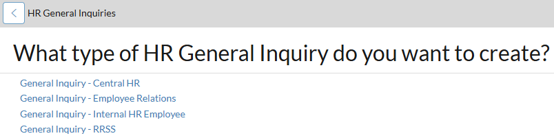List of types of HR General Inquiries 