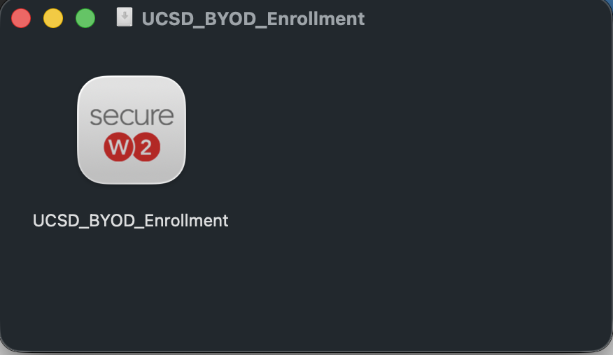 Screenshot of Secure W2 installer icon with a the label "UCSD_BYOD_Enrollment" underneath