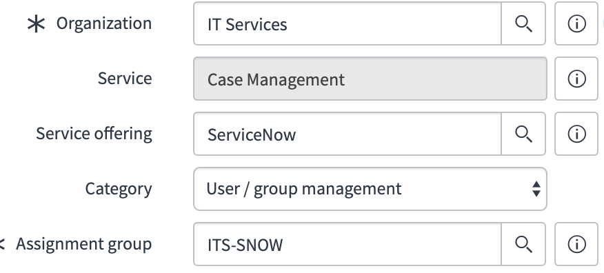 Fields on a ServiceNow case
