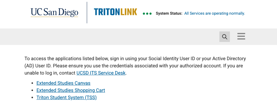 DES-TSS-Links.png Select the link of the application you wish to access.